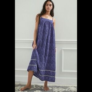 Anthropologie Purple Floral Maxi Dress